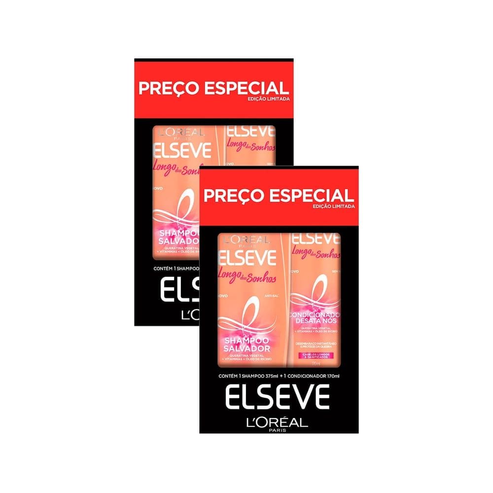 Kit 2 Shampoo + Condicionador Elseve Longo dos Sonhos 375ml+170ml Preço Especial