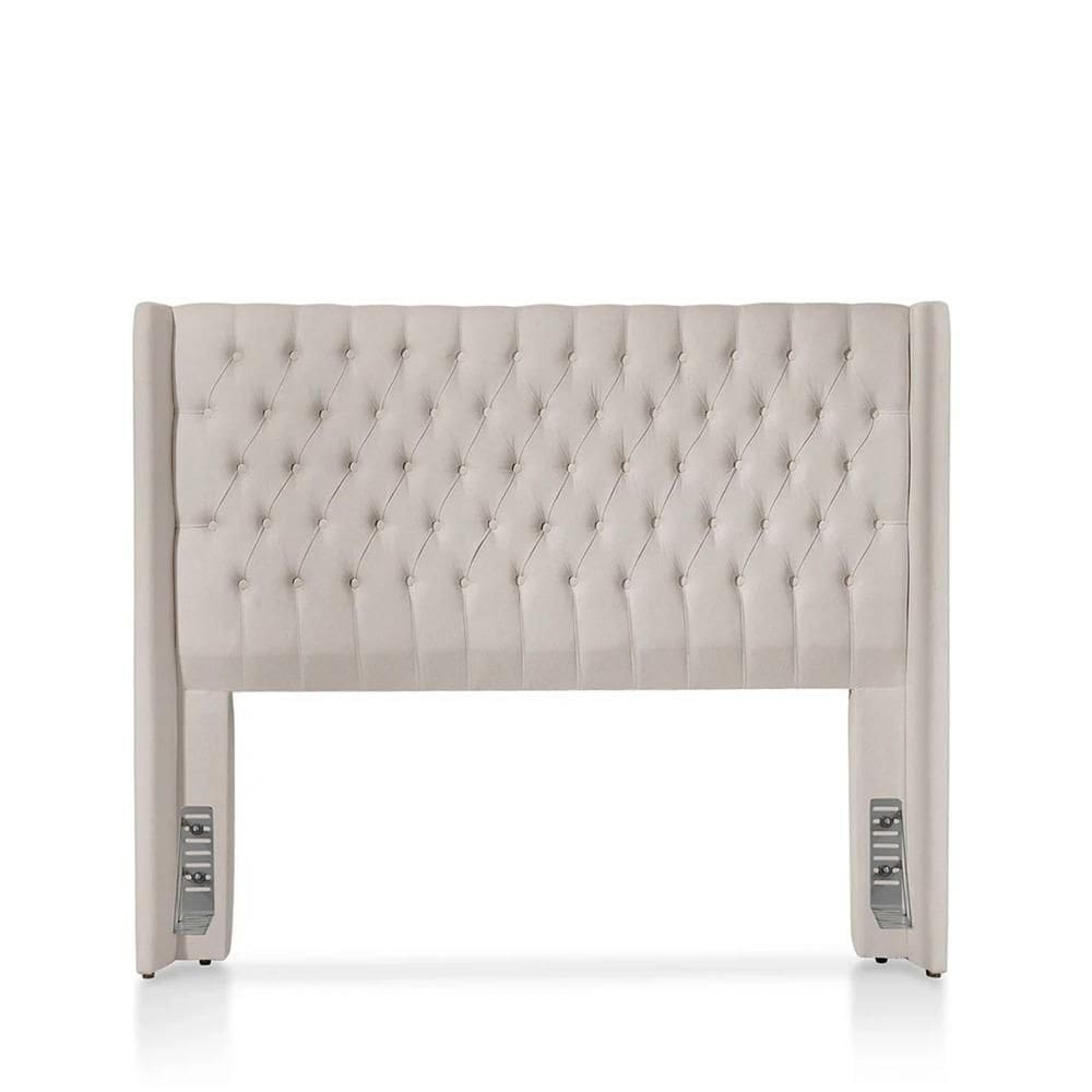 Cabeceira King Estofada Liya Capitonê 208 cm - Linho Off White