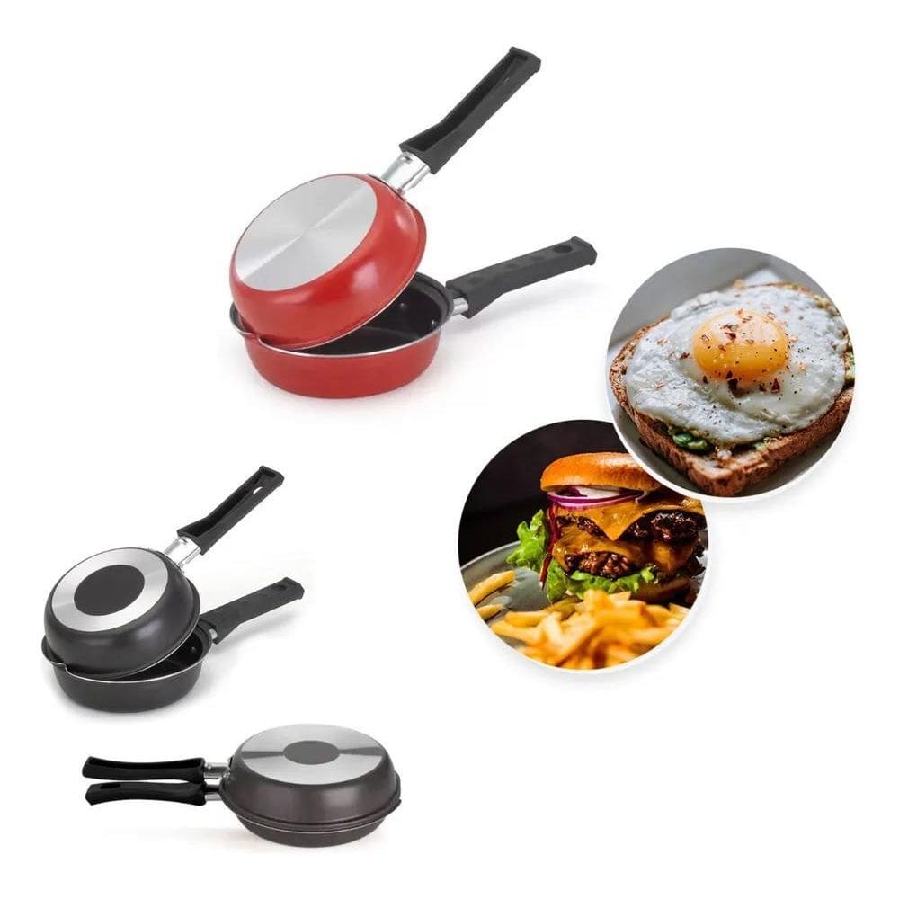 Frigideira Dupla Hamburgueira E Omeleteira Antiaderente 14Cm