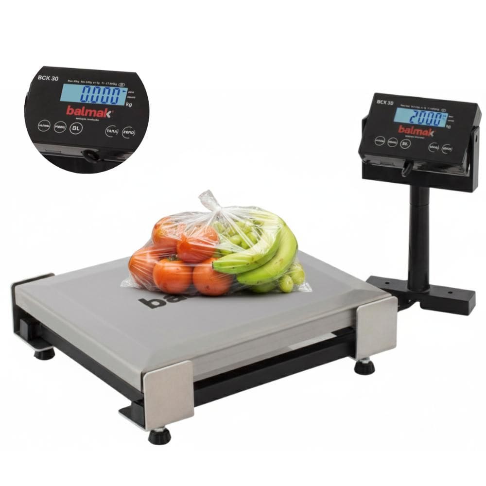 Balança Digital Pesadora Para Checkout 30 KG Perfil Baixo Bivolt BCK-30PB Balmak