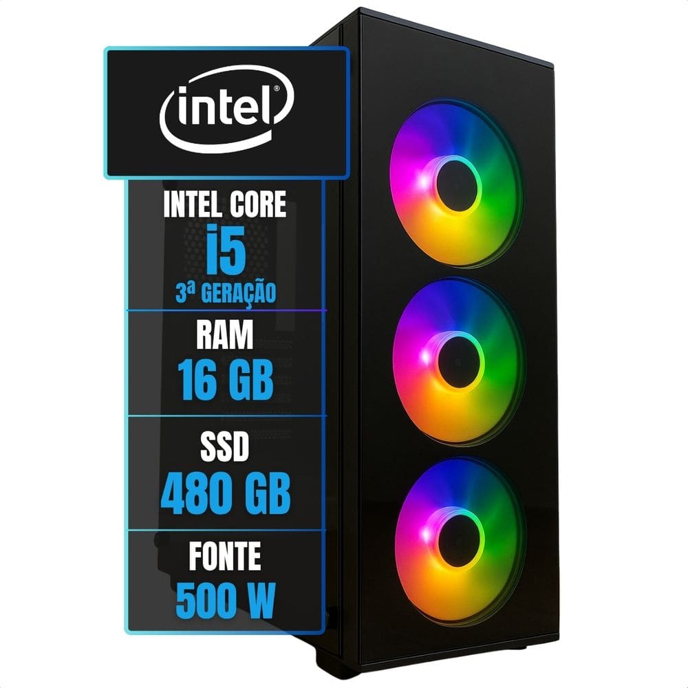 Computador Gamer Pc Montado Kit Pronto Intel Core I5 3°g Ssd - 480 Gb - 16 Gb - Vídeo Integrado
