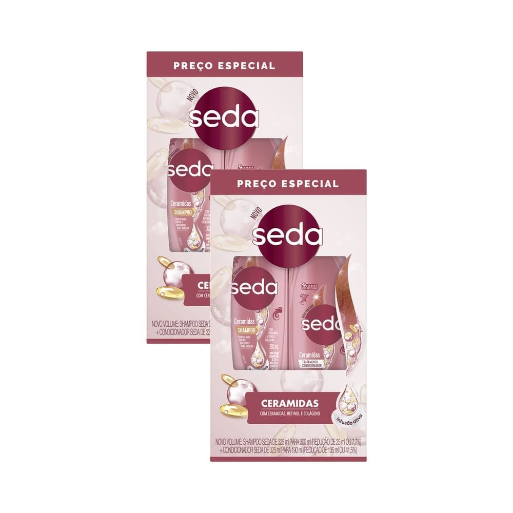 Kit 2 Shampoo 300ml e Condicionador 190ml Seda Ceramidas