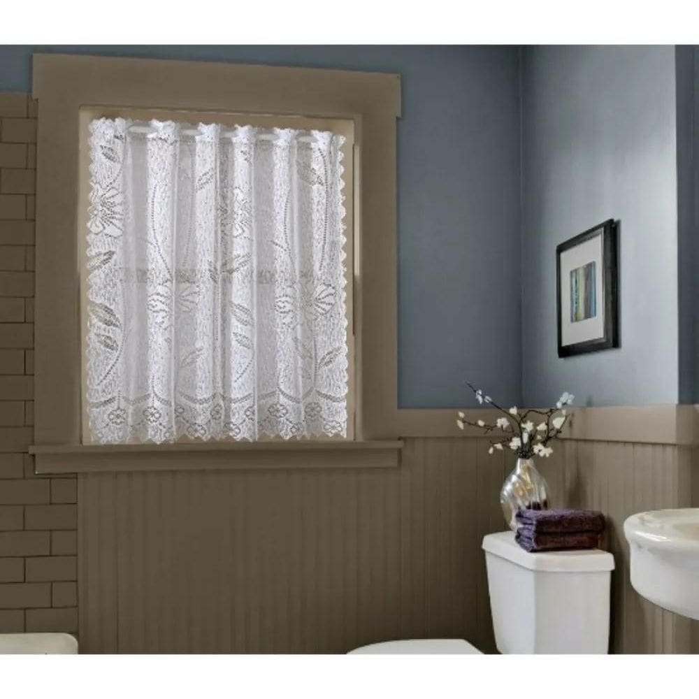 10X Cortina De Renda Branca Para Vitrô De Banheiro 85 X 70C