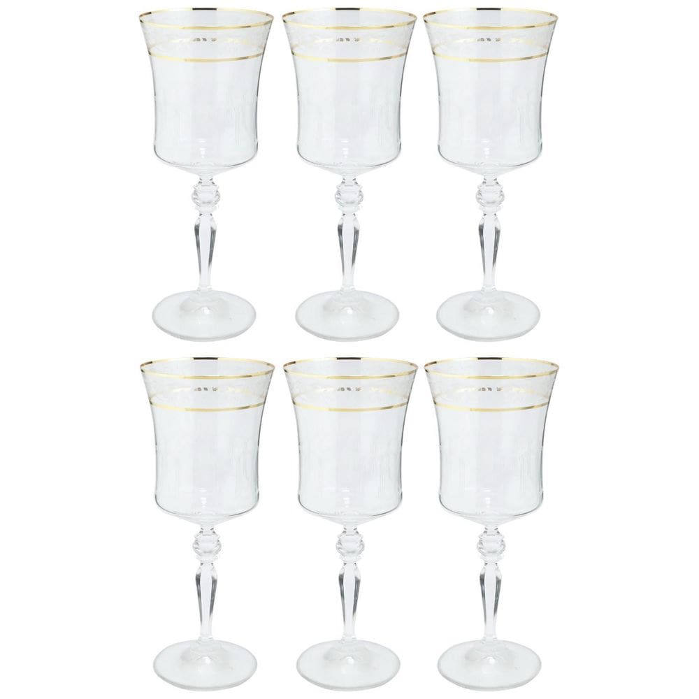 Jogo Taças Água Suco Grace 300Ml 4 Pçs Cristal Friso Dourado