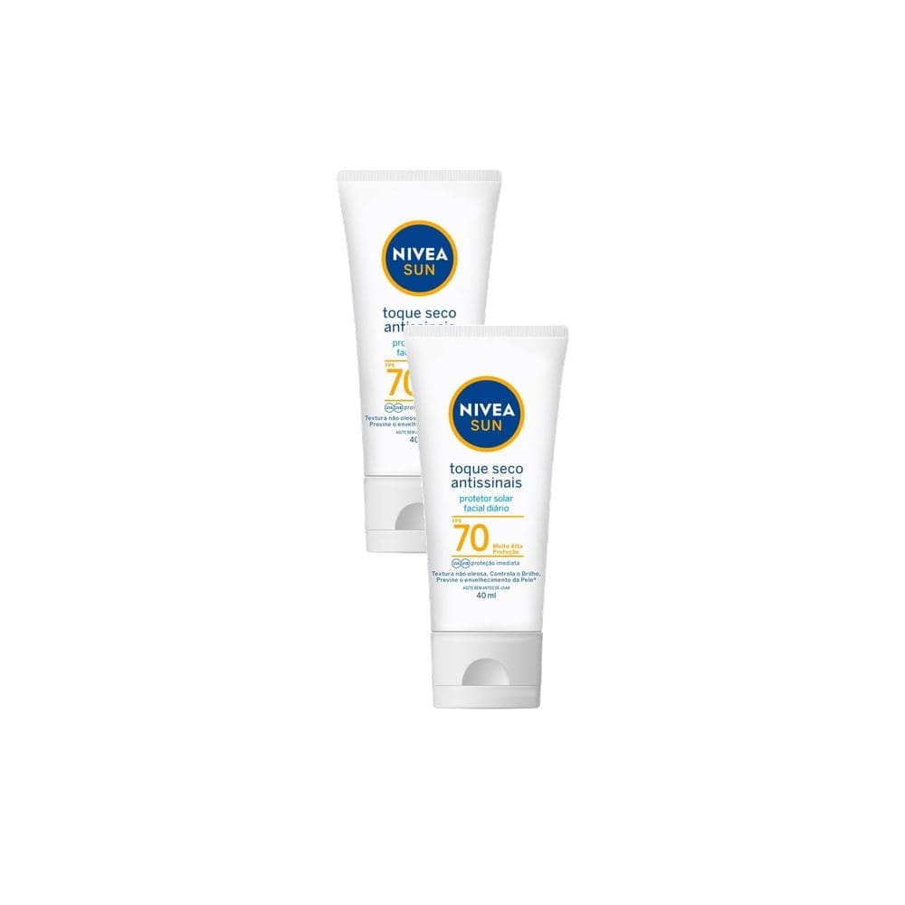 Kit 2 Protetor Solar Facial Nivea Sun Toque Seco Antissinais FPS 70 Loção 40ml