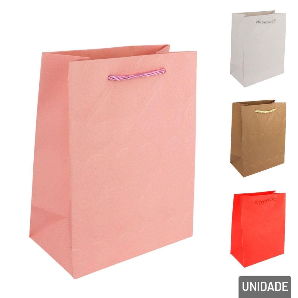 Sacola de Papel 23x12cm Corações Color - Tudo em Caixa