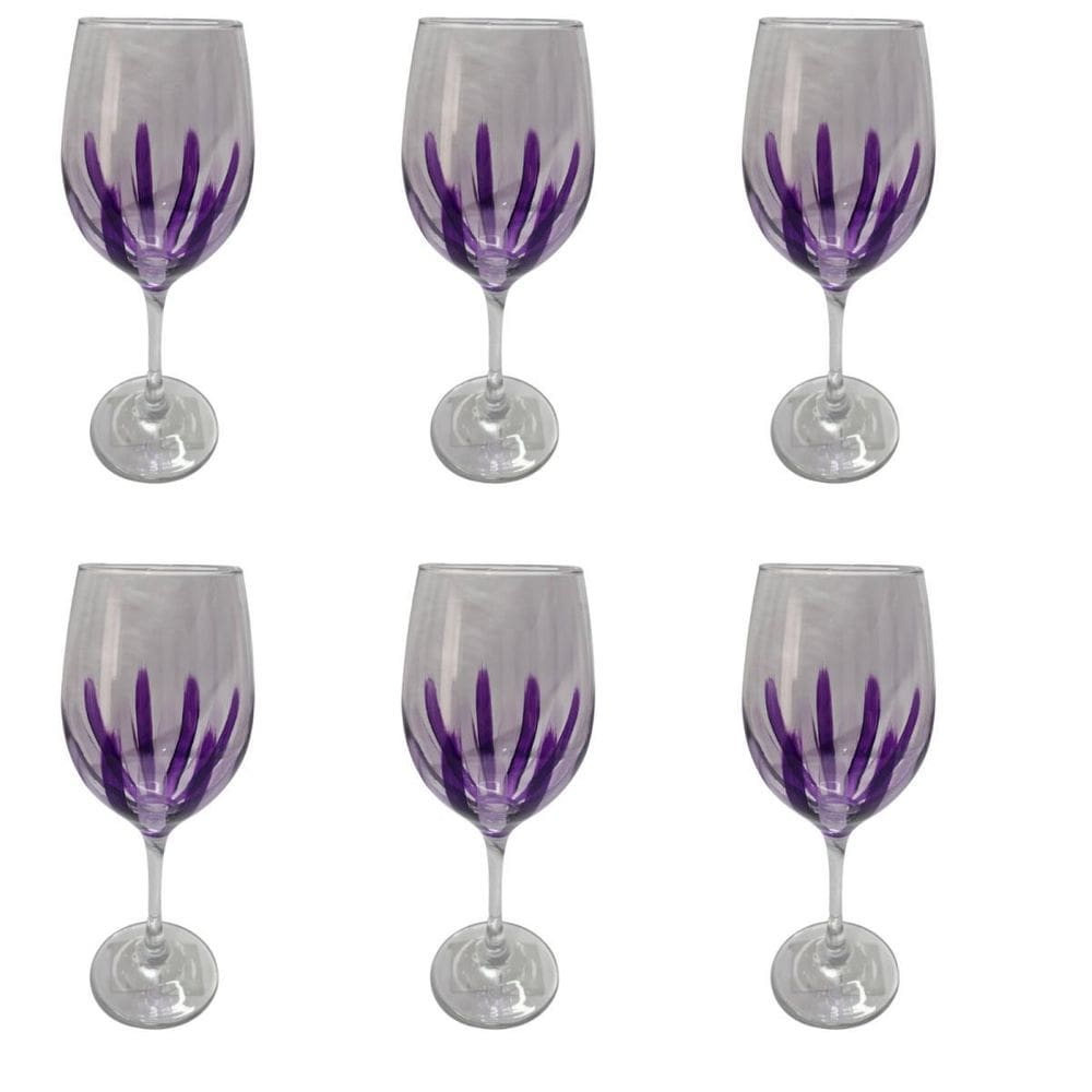 Kit 6 Taças De Vidro Grande 490Ml Vinho Água Roxa