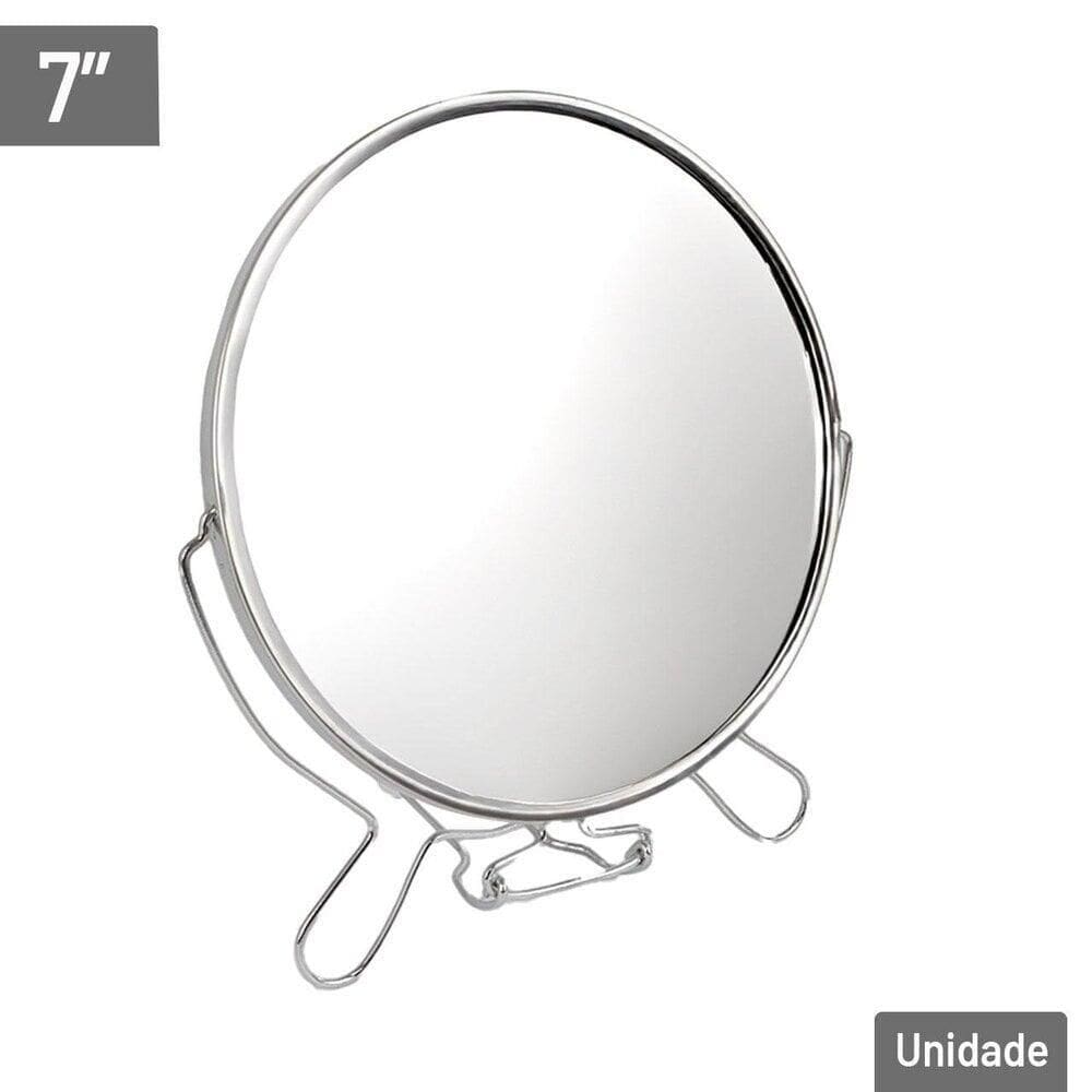 Espelho de Mesa Dupla Face 8x7cm Redondo - Tudo em Caixa