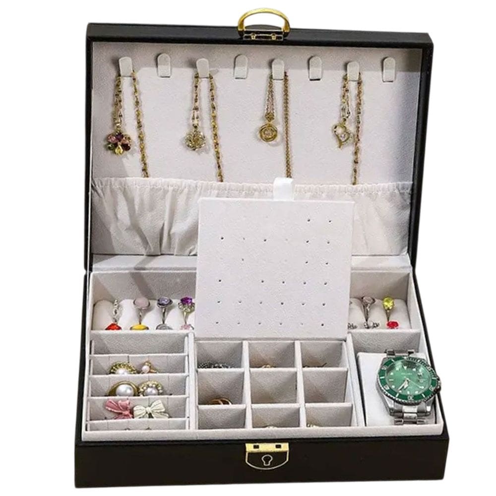 Porta Joias Pulseira Anel Brinco Cordao Relogio Acessorio Caixa Estojo Penteadeira Bancada Armazenamento Organizaçao