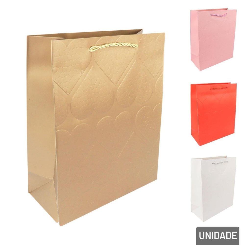 Sacola de Papel 32x26cm Corações Color - Tudo em Caixa