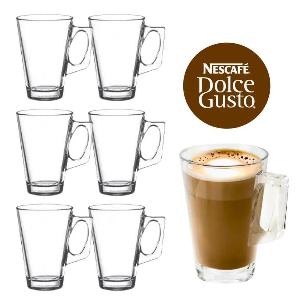 3X Kit 6 Canecas De Vidro 250Ml Cappuccino Dolce Gusto - Est