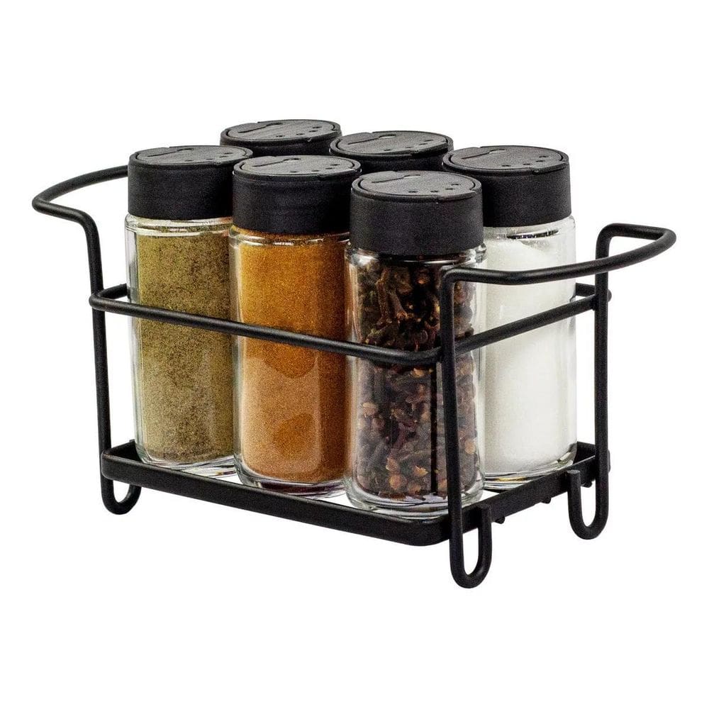 Porta Temperos E Condimentos Aço Preto 6 Potes 7476