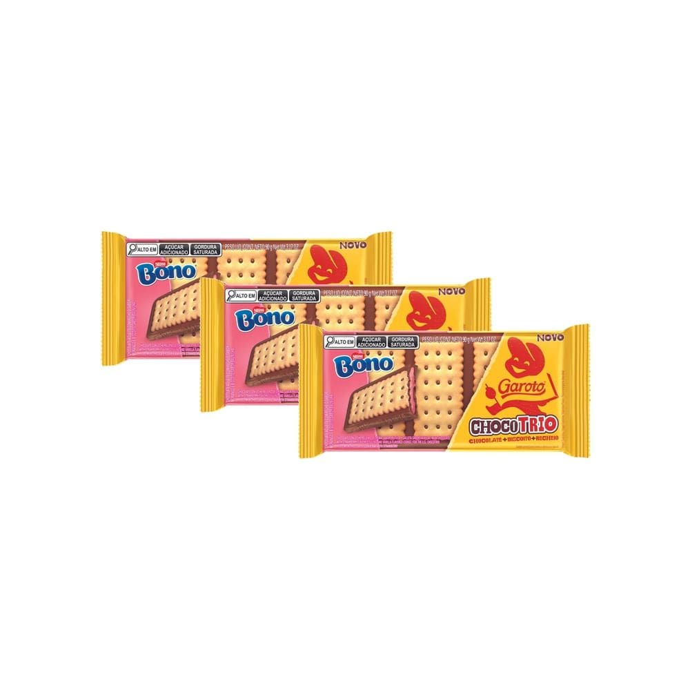 Kit 3 Chocolate ChocoTrio Garoto Bono 90g