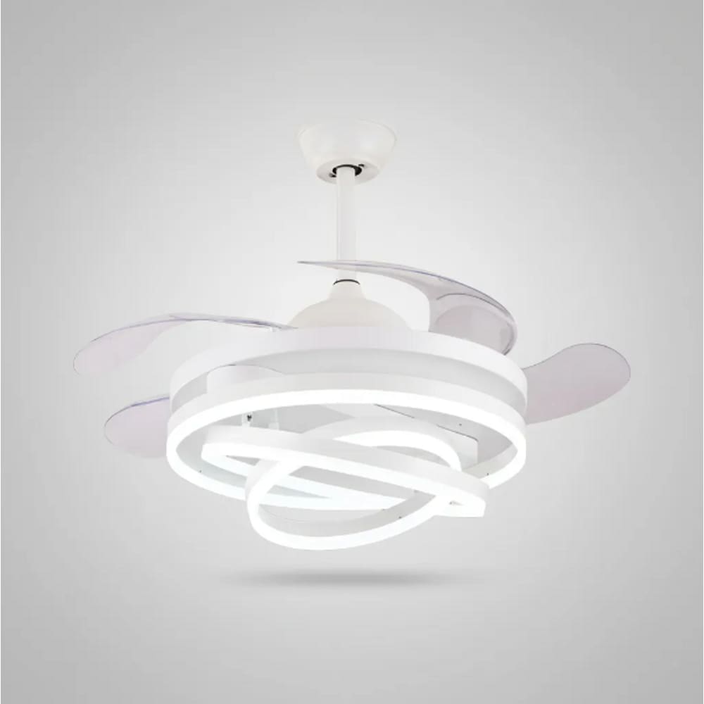 Ventilador de Teto LED Retrátil 001W Branco — Estilo e Conforto