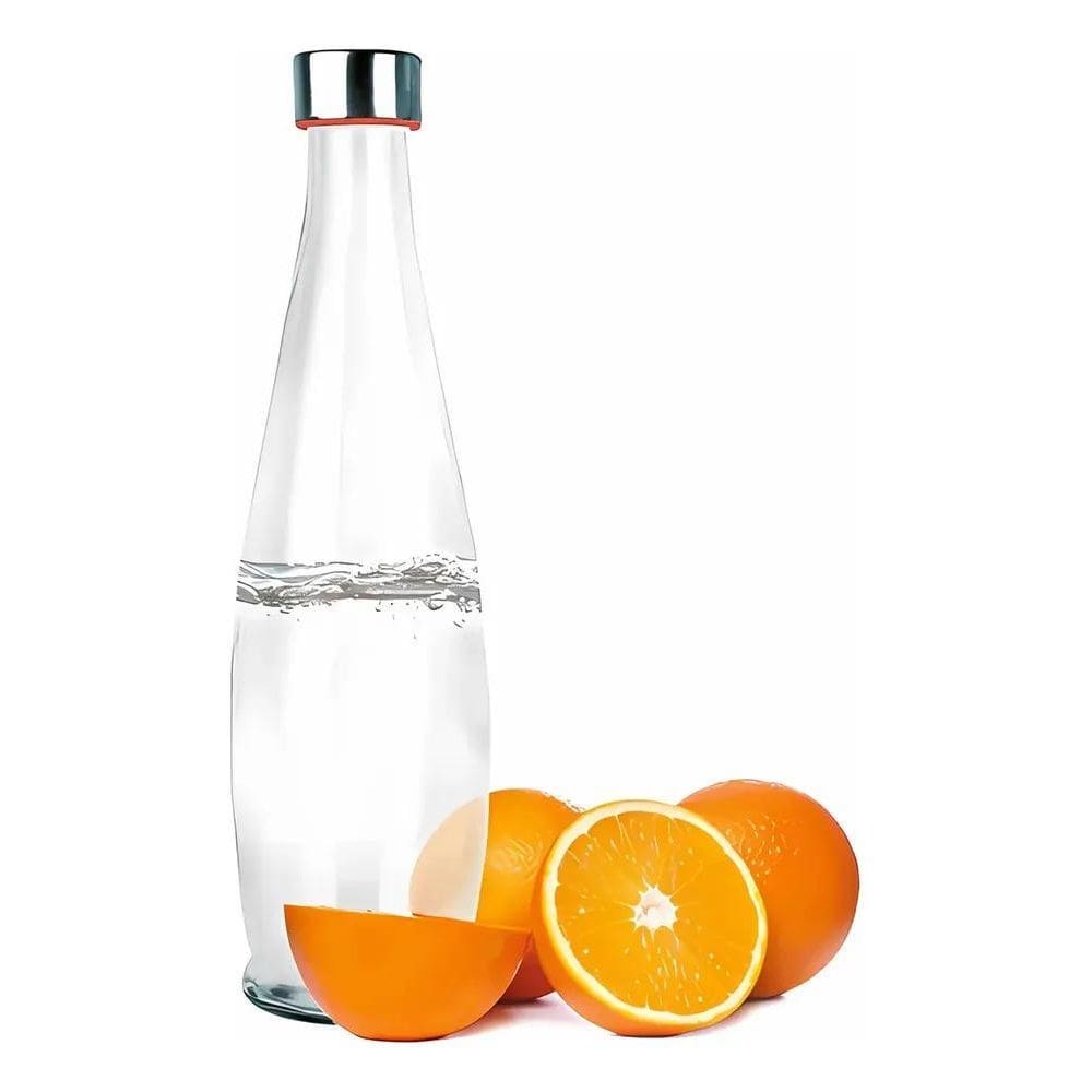 2X Garrafa Água Suco Vidro Tampa Geladeira 1 Litro Transpare