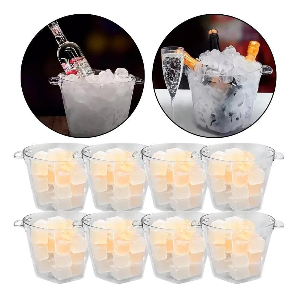 2X Kit 10 Baldes De Gelo Acrílico Luxo Champanhe Vinho Garra