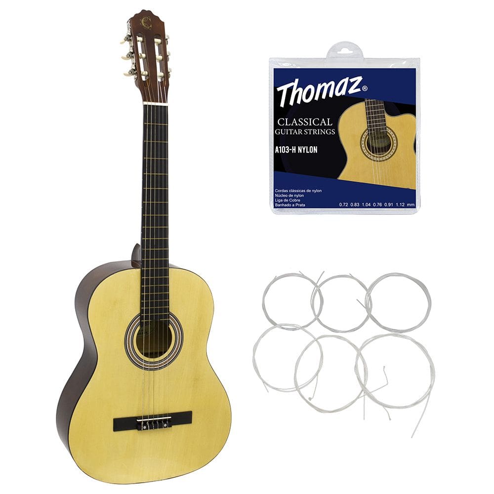 Kit Violão Clássico TCG 200 Natural Light Cordoba + Encordoamento Nylon 103H
