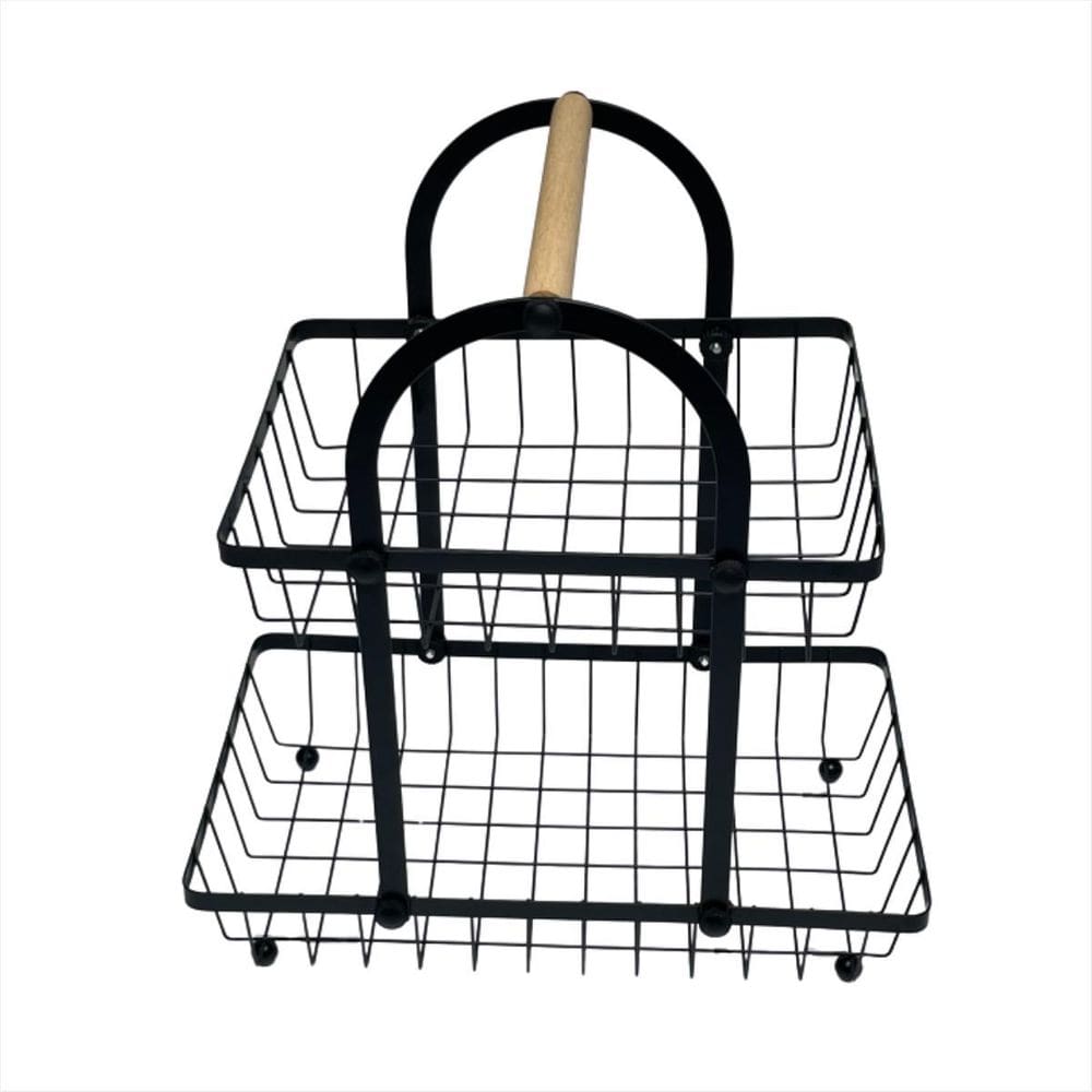 Fruteira De Mesa Cesta Aramada Organizador 2 Andar Luxo