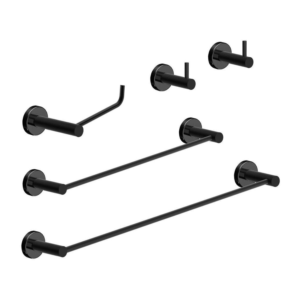 Kit De Acessórios Banheiro 5 Peças Preto Fosco Atenas 2070At