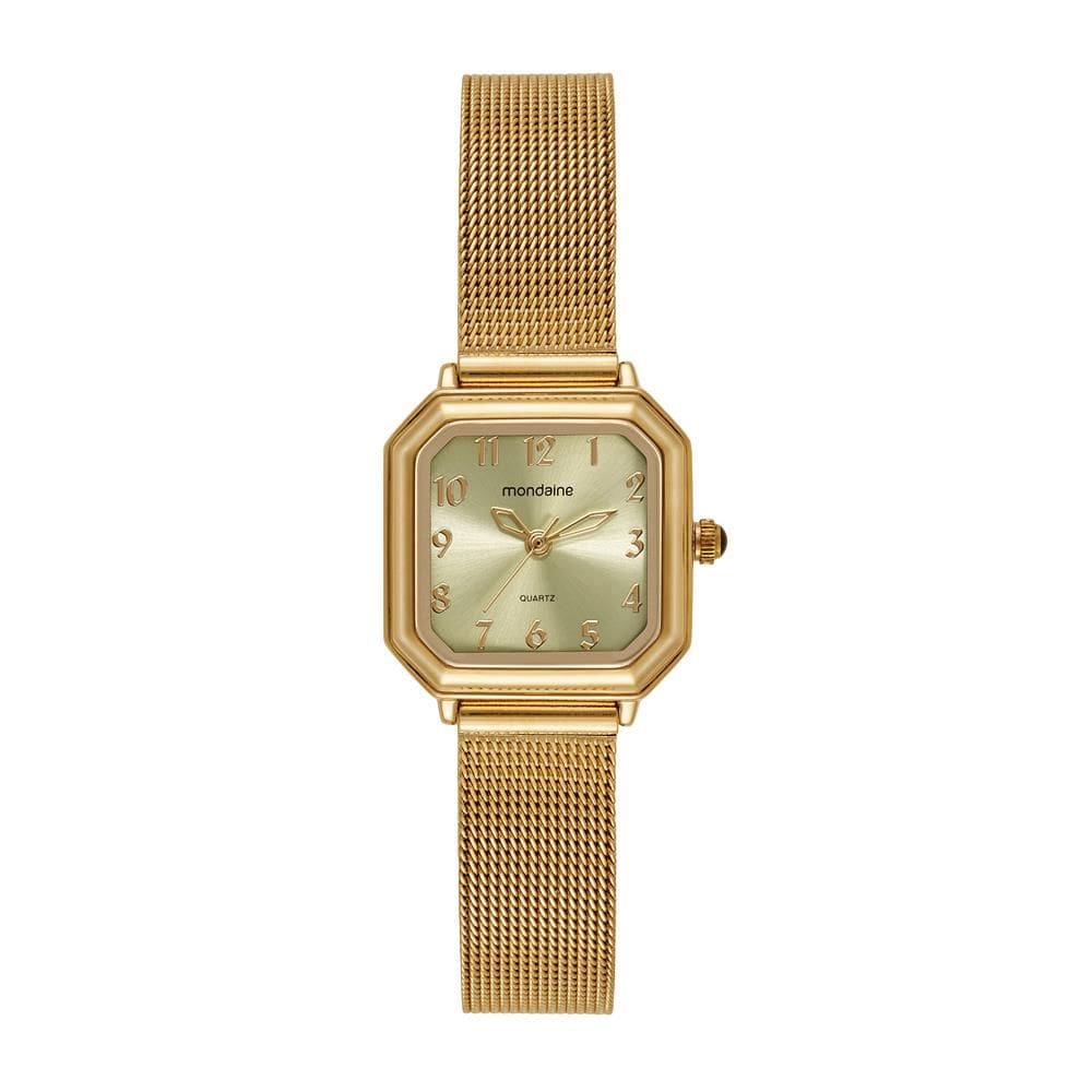 Relogio Mondaine Feminino Ref: 32982lpmvde1 Retangular Mesh Dourado