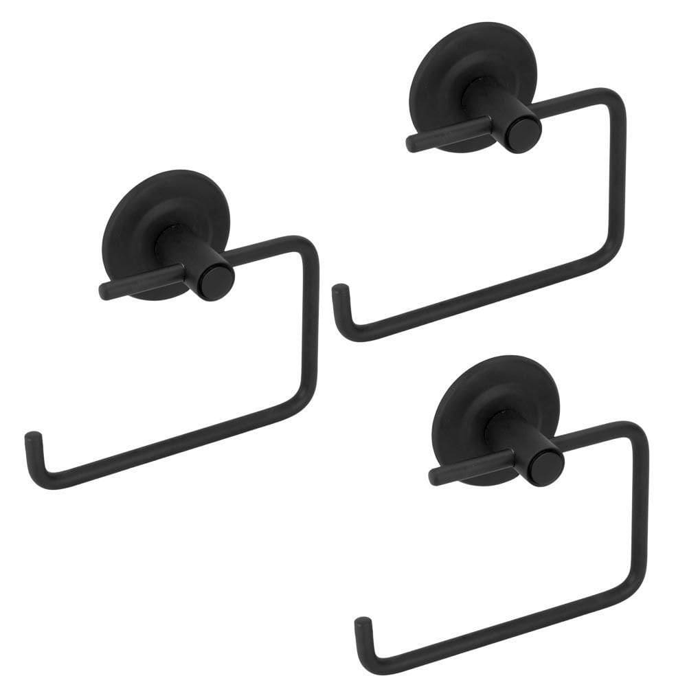 Kit 3 Porta Papel Higiênico Parede Banheiro Metal Inox Black