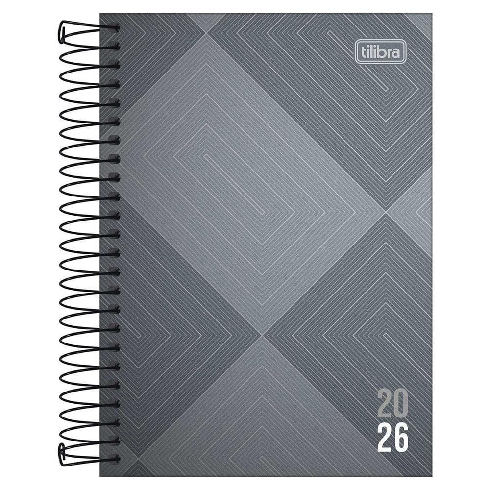 Agenda Diária 2026 Espiral M5 176Fls Zip Cinza Tilibra
