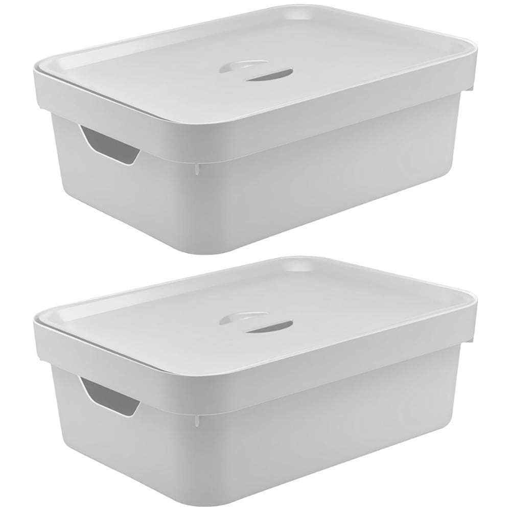 2X Caixa Plastica Multiuso Organizadora 10,5L Ou Cube Branco