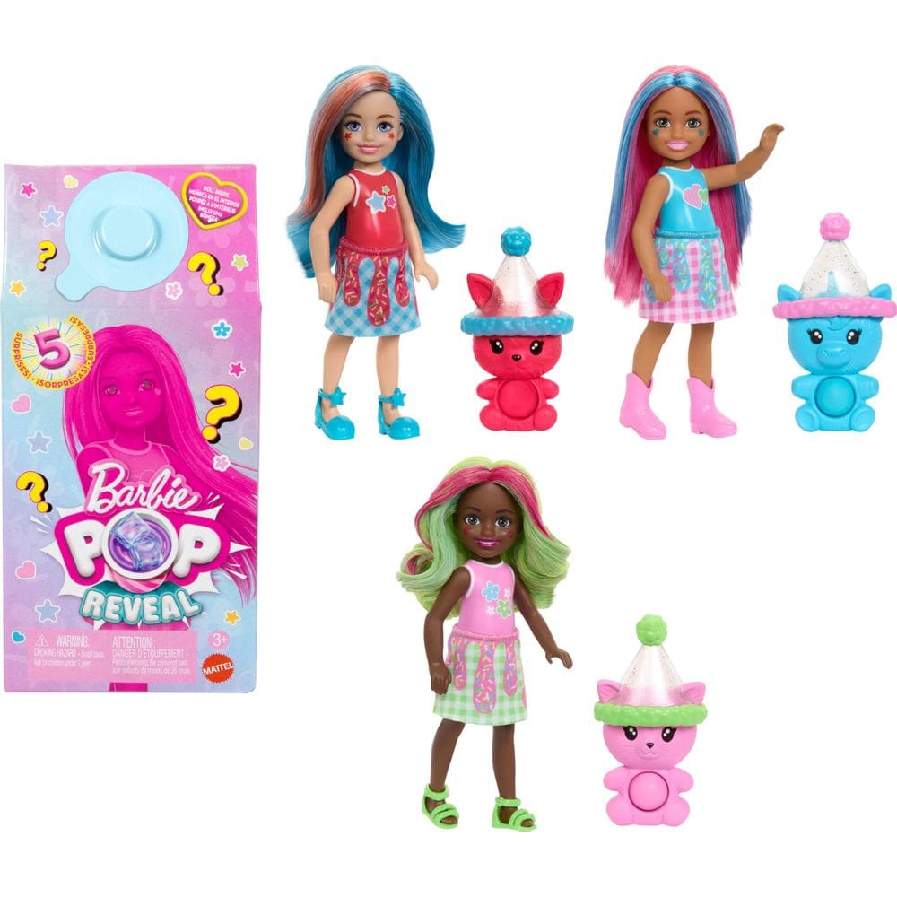 Conjunto de bonecas Barbie Chelsea Pop Reveal Shakes com 5 surpresas