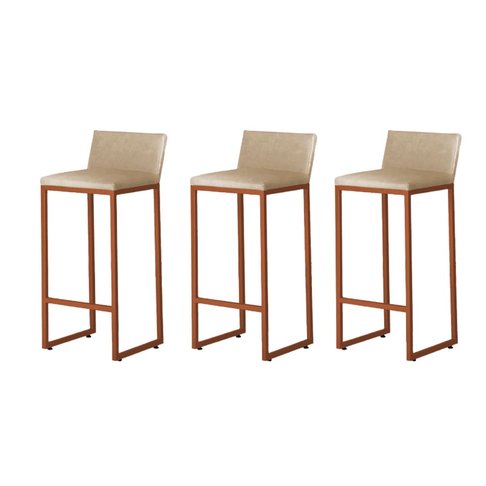 Kit 3 Banquetas Alta Dani Reforçada Decorativa Balcão Bancada Cozinha Bar Base Bronze Courino