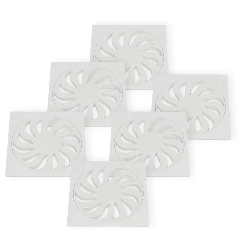 Kit 6 Un Grelha Abre/Fecha Branco Quadrado Pvc Dn150 Tigre