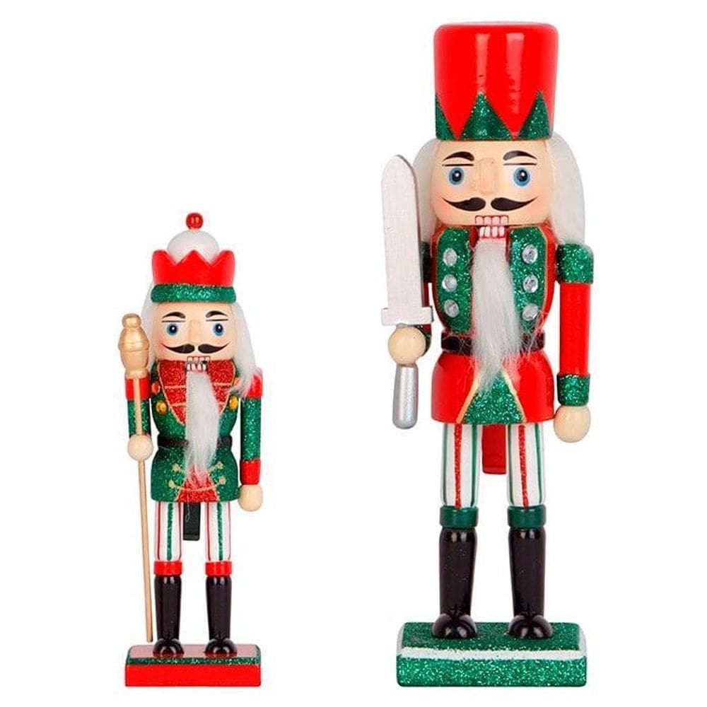 Enfeite Quebra Nozes Madeira 29Cm Vermelho