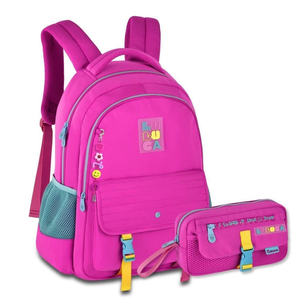 Mochila Com Estojo Luluca Kit Escolar Bolsa Juvenil Premium