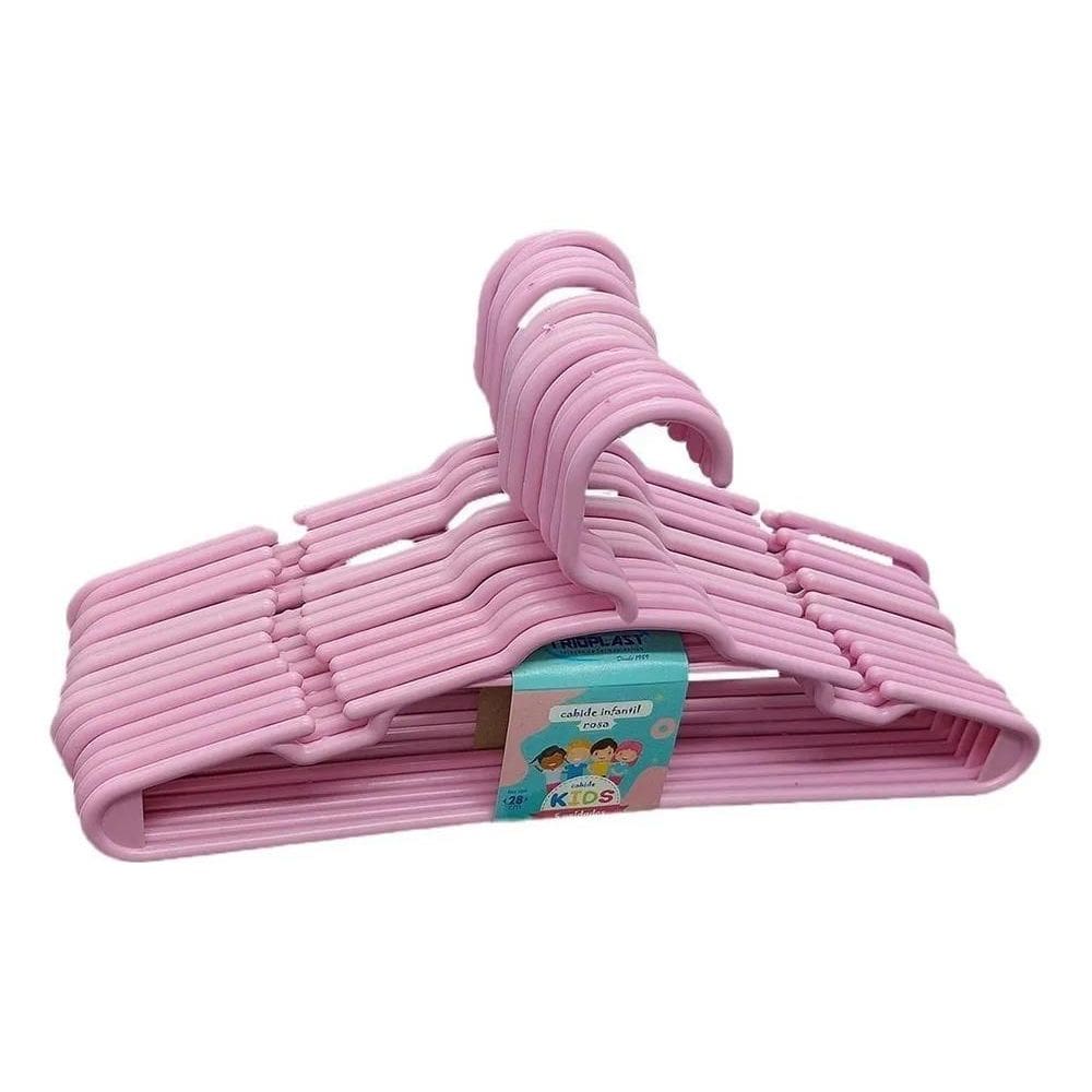 Kit 20 Cabides Infantil Bebê Trioplast Cor Rosa