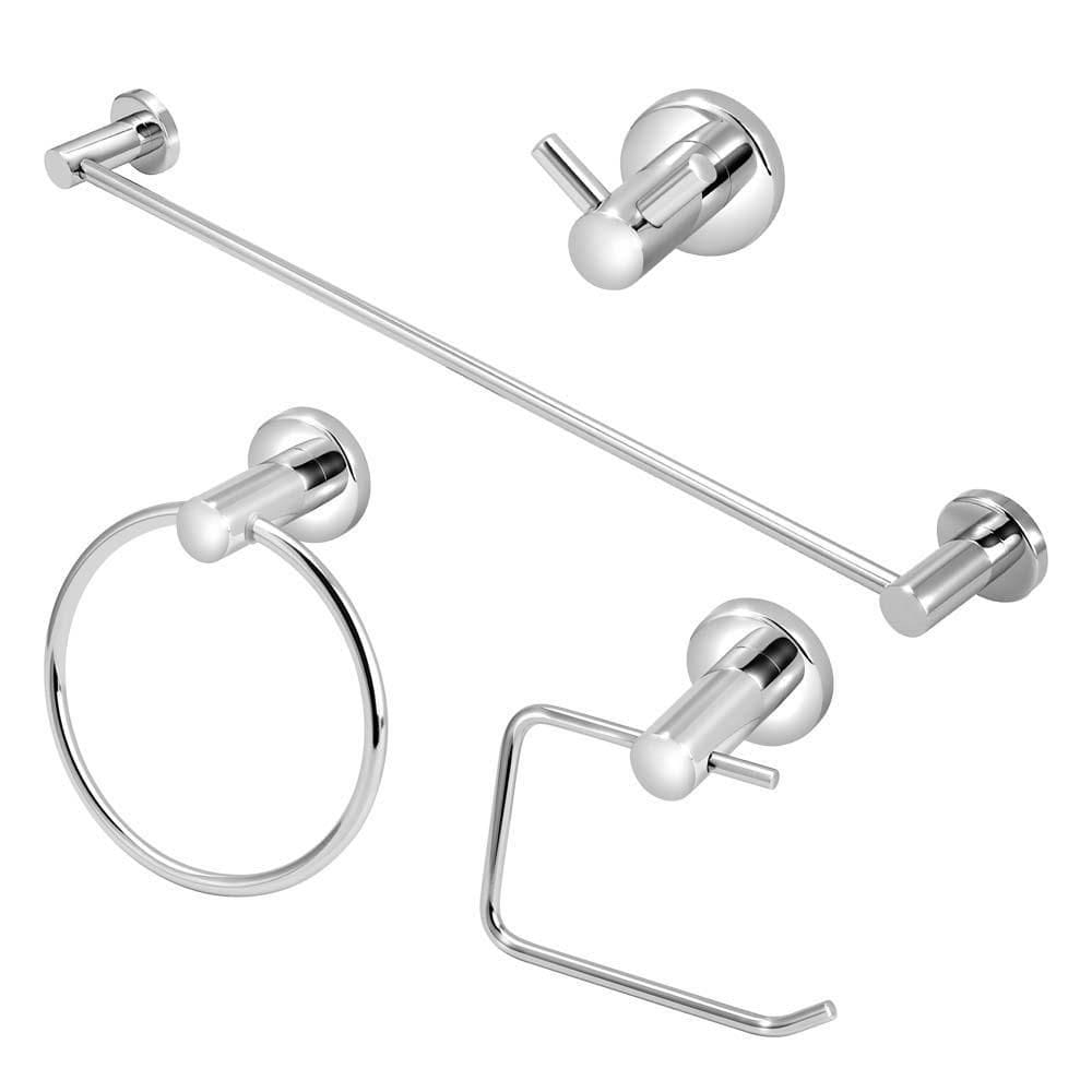 Kit Acessórios Banheiro Metal Cromado 4 Peças Completo