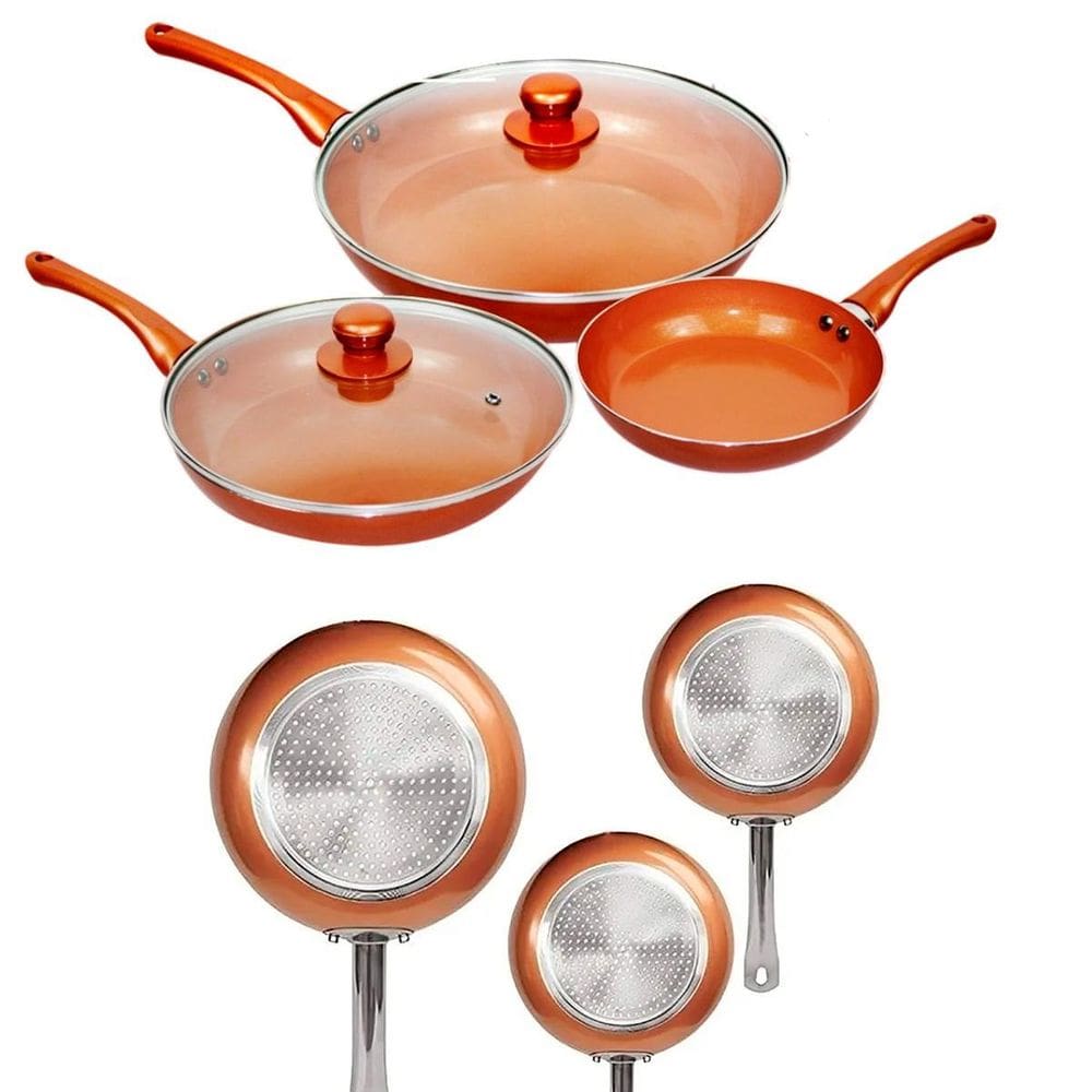 Kit Panelas Frigideiras Porcelana Antiaderente 3 Peças