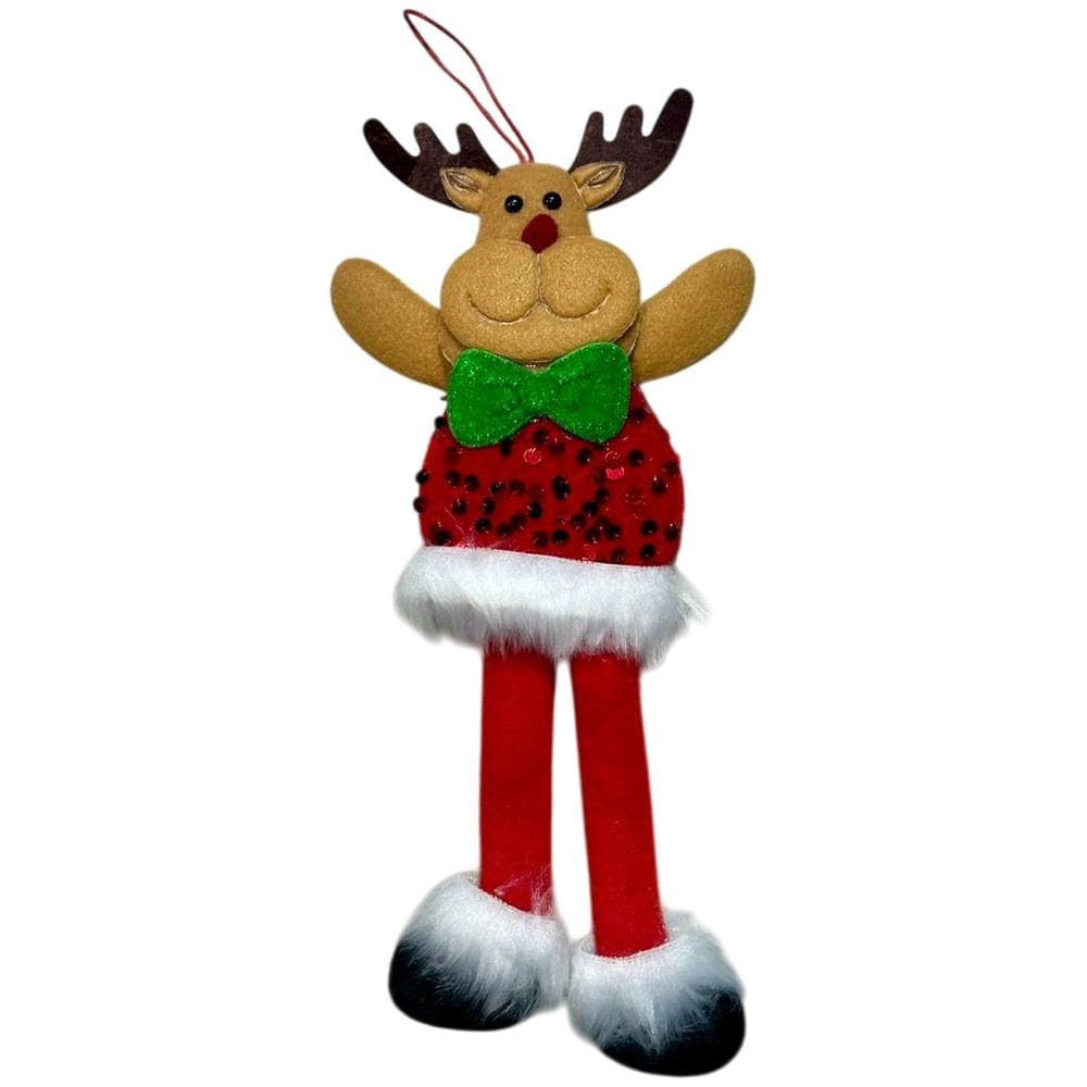 Enfeite Natal Pendente Rena 28cm Perna Longa Decoração Natal