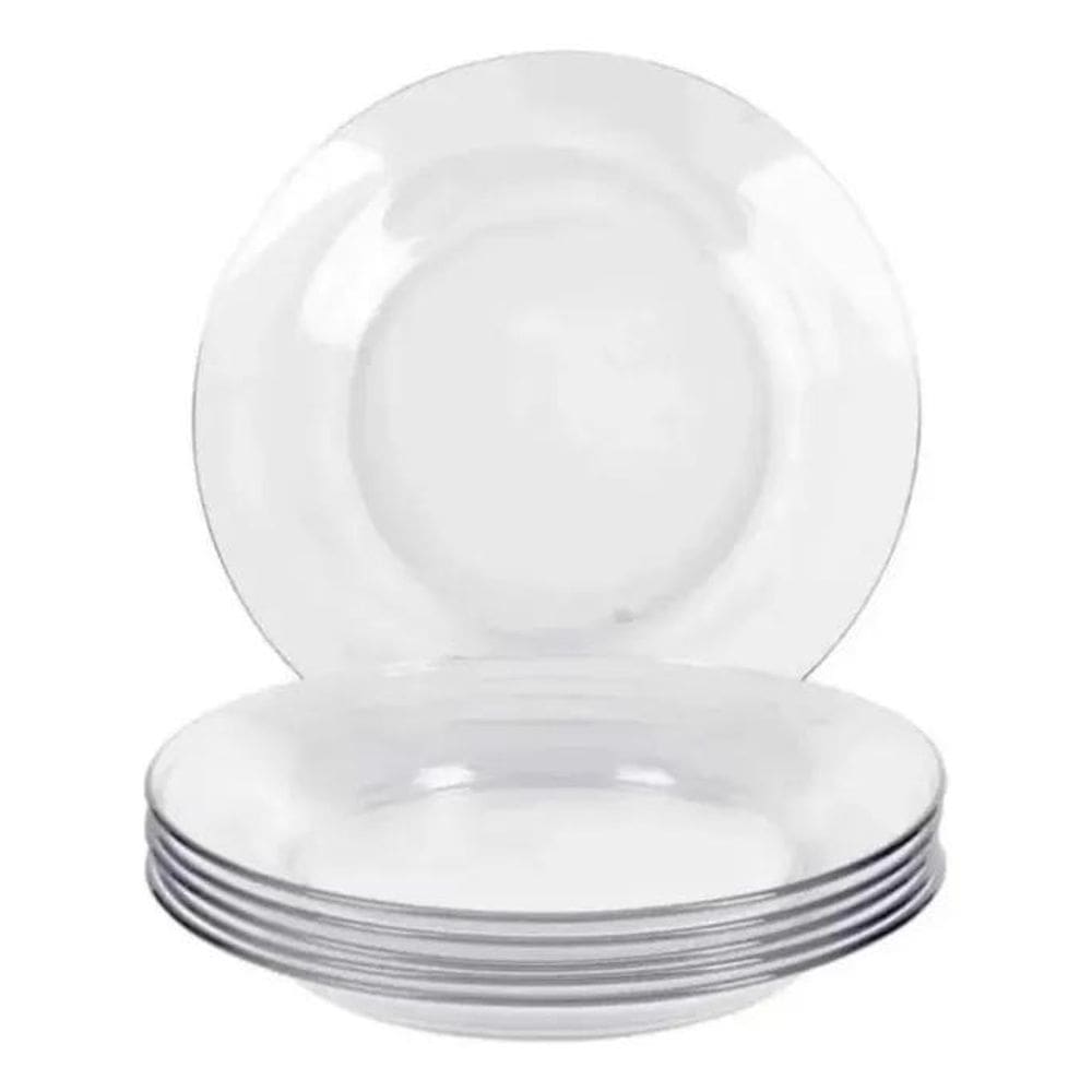 2X Kit Jogo De Pratos Liso Fundo 12 Unidades Restaurante B