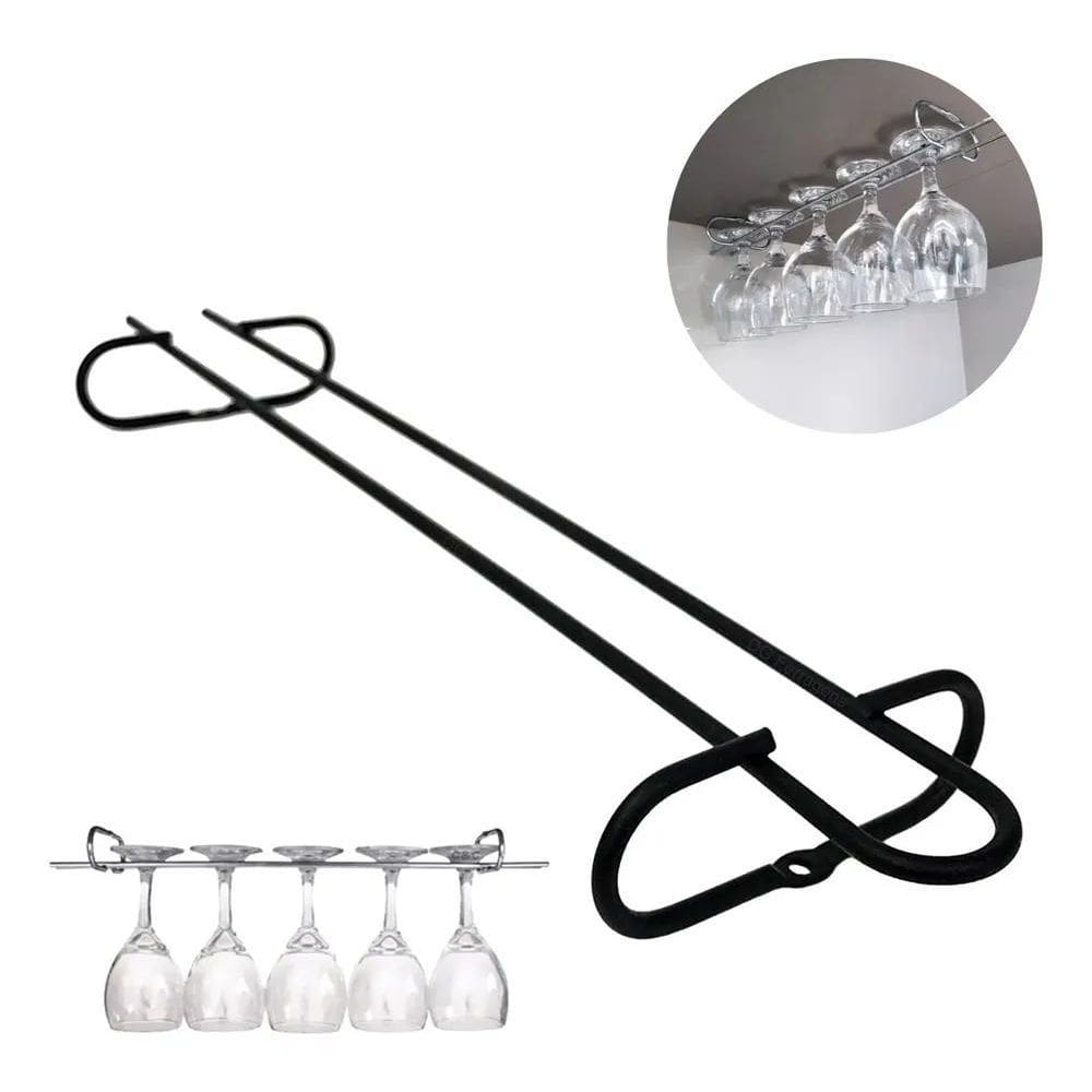 10X Suporte Porta Taças Preto All Black 42Cm De Armário Sus