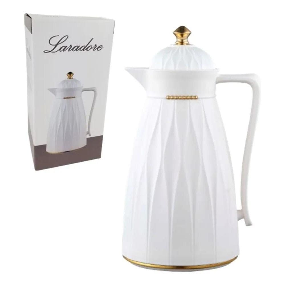 2X Garrafa Térmica De Café Laradore Chic - Branca E Dourada