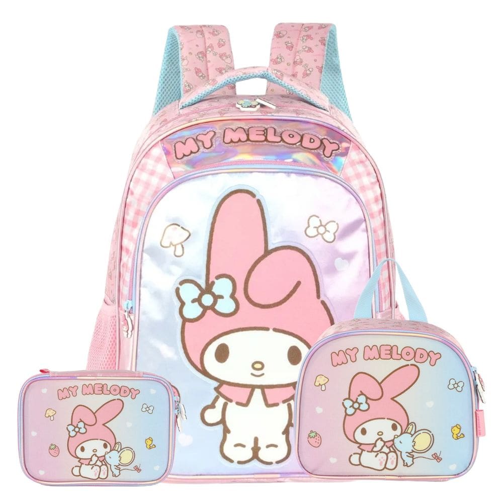 Mochila Costas Lancheira Estojo Box My Melody Hello Kitty