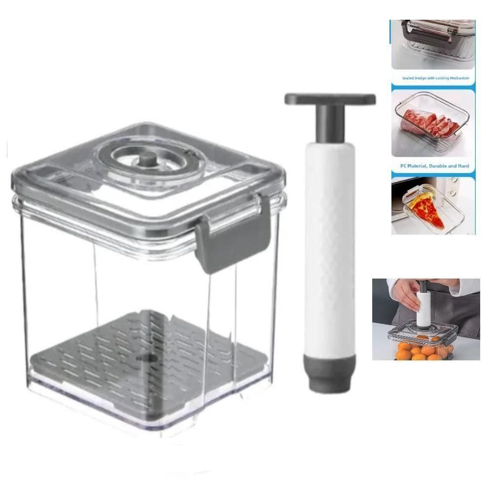 Pote Hermetico Com Bomba Vacuo Succao Vasilha Vedacao Inteligente Geladeira Cozinha Comida Marmita