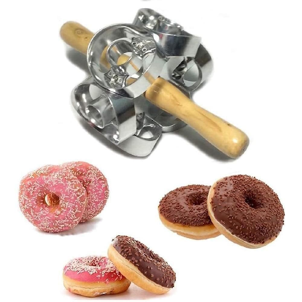 Cortador Donuts Molde Rosquinhas Bolo Biscoitos Criador Cookies Rolo Giratorio Manual 6 Formas Confeitaria