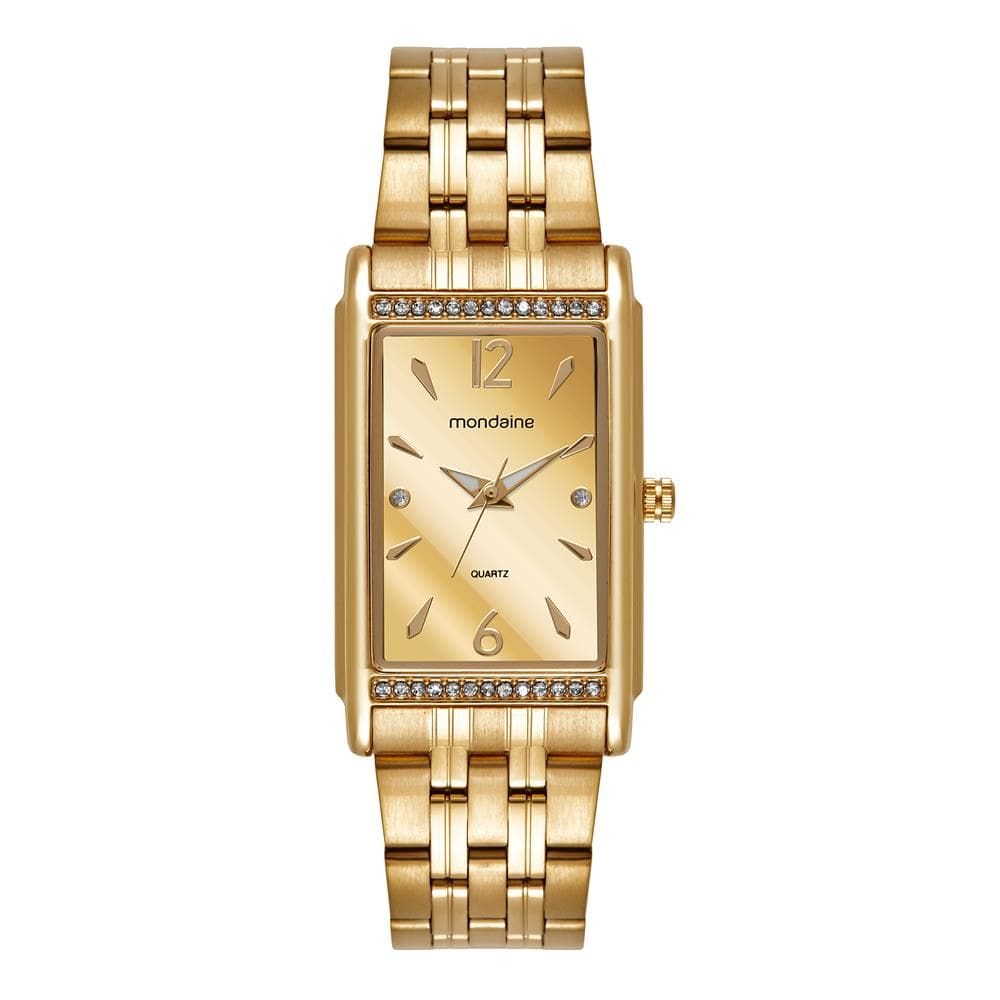 Relogio Mondaine Feminino Ref: 32959lpmvde1 Retangular Espelhado Dourado