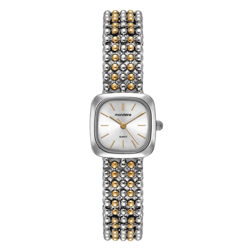 Relogio Mondaine Feminino Ref: 32989lpmvbm3 Bracelete Retangular Bicolor
