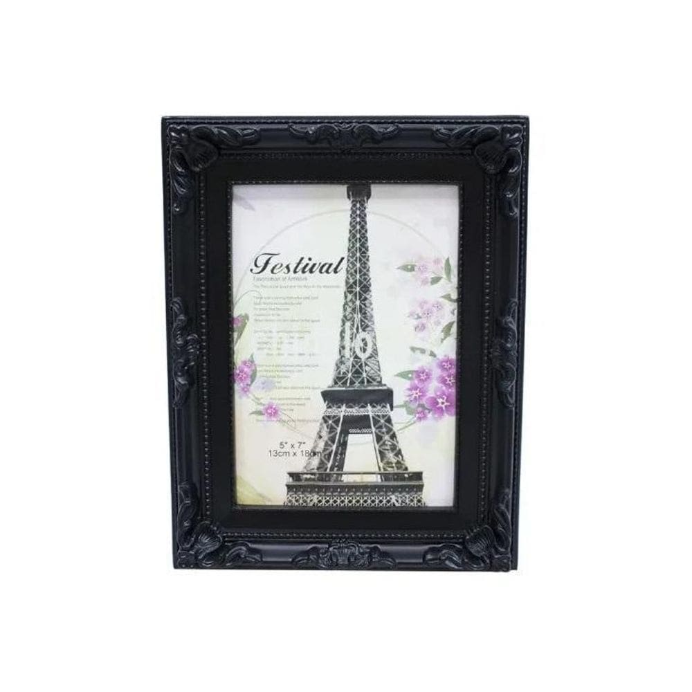 Porta Retrato De Plástico Europeu Preto 1 Foto 10X15 Cm