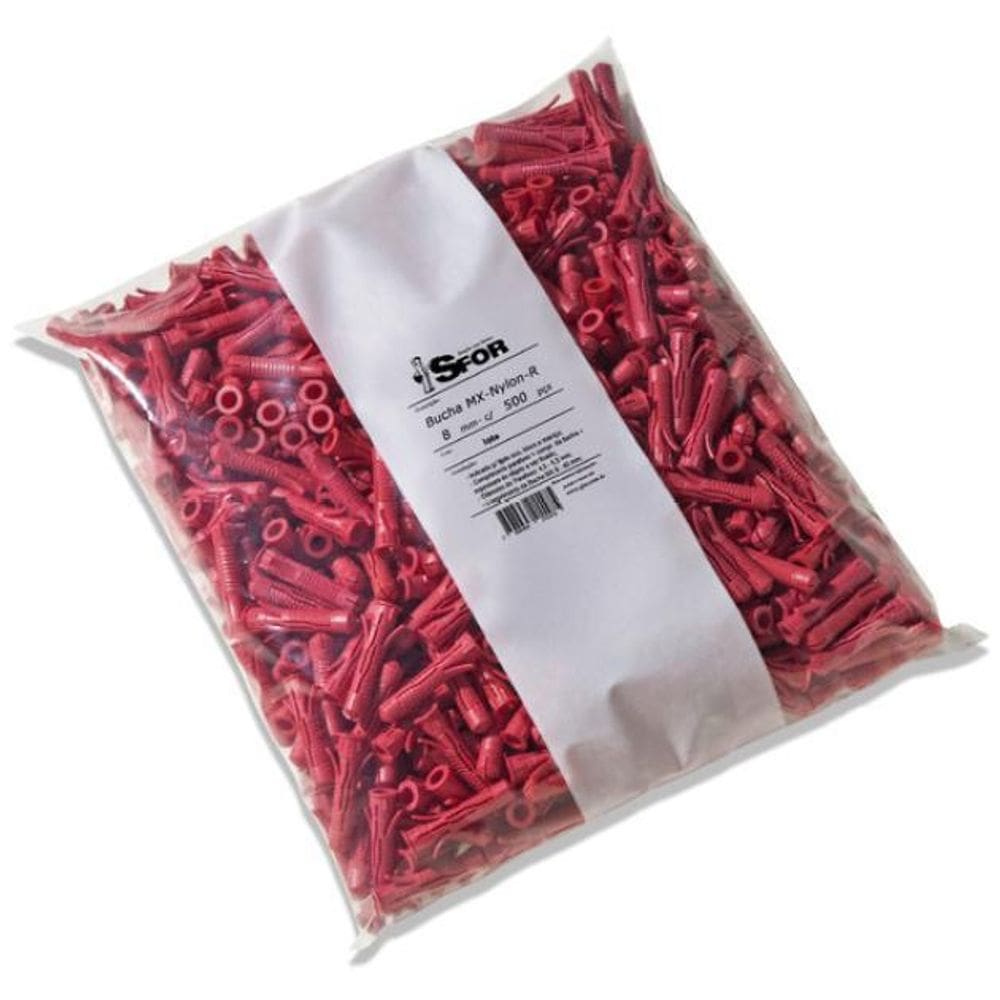 Pacote Bucha MX Nylon 8 mm 500un