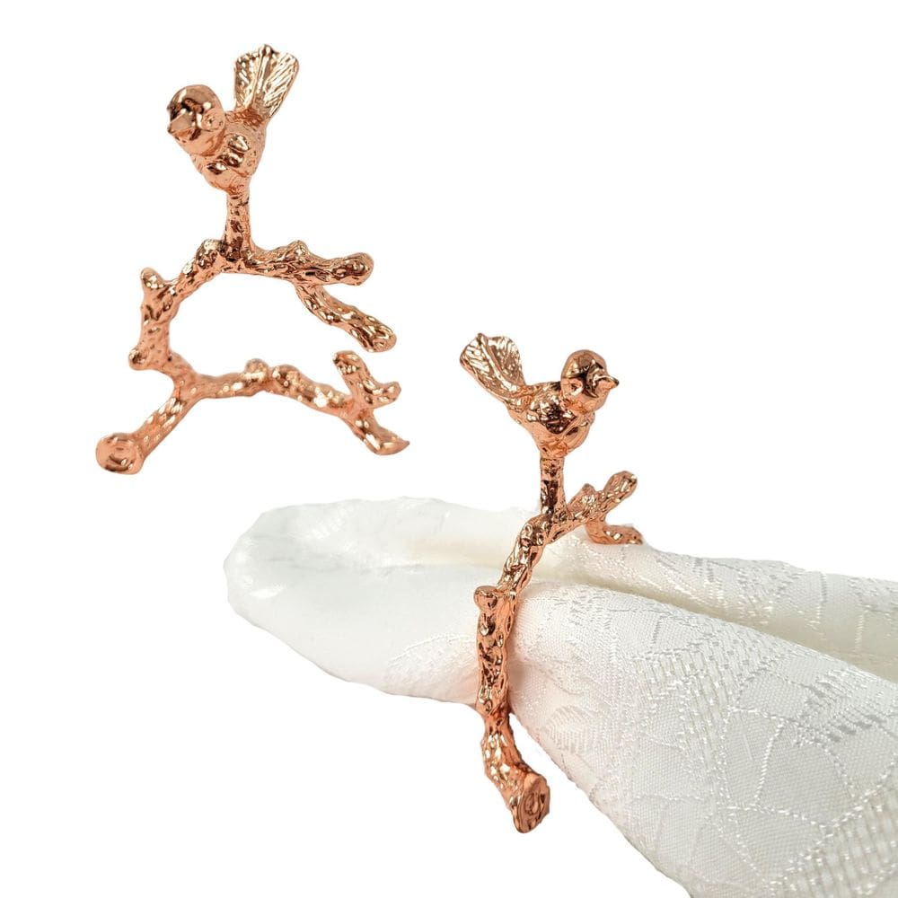 Kit 2 Porta Guardanapo Pássaro Rose Galho Mesa Posta