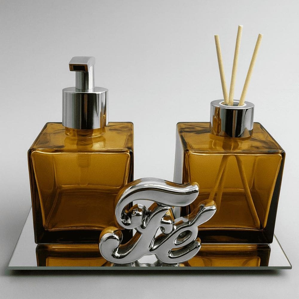 Kit Banheiro Aromatizador De Ambiente Porta Sabonete Líquido