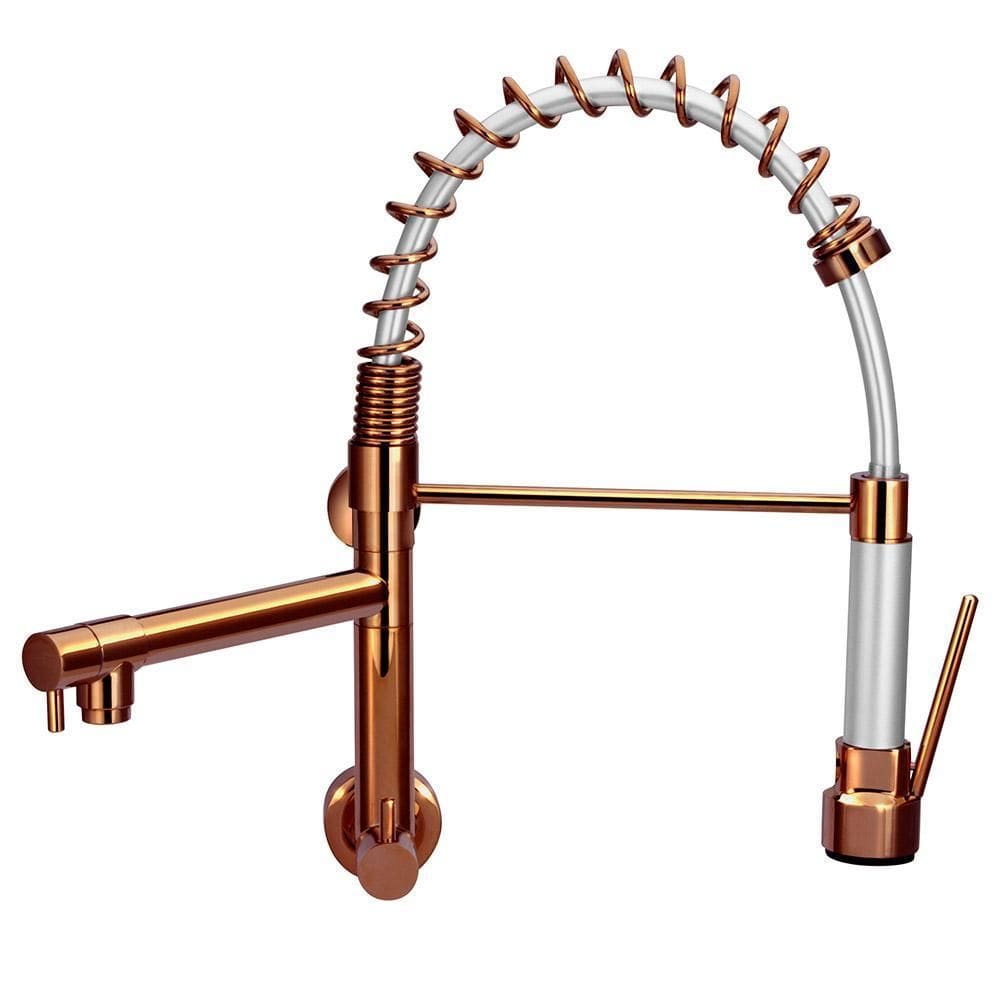 Torneira Cozinha Gourmet Parede Gatilho Spray Rose Golden