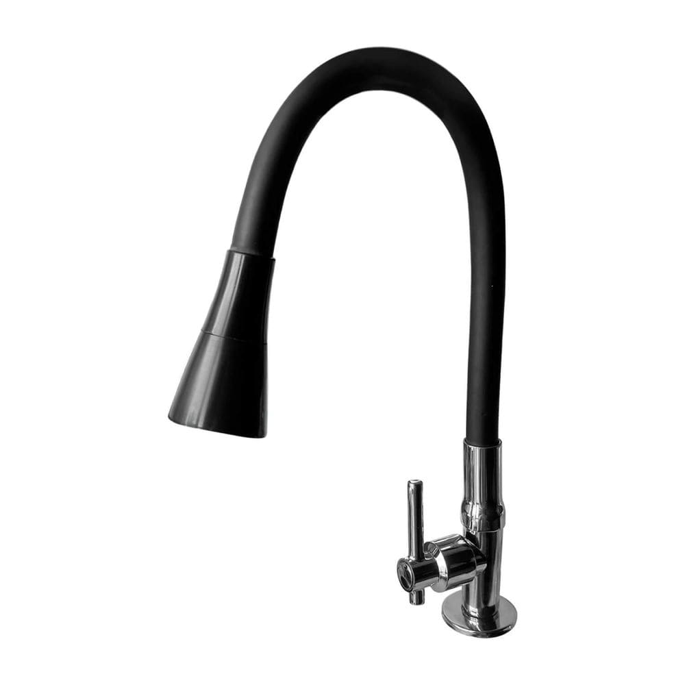 Torneira Para Cozinha Bancada Flexível Tubo Preto 2 Jatos